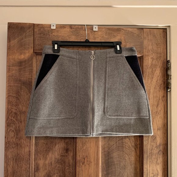 Zara Zip-Front Wool blend Mini Skirt - Size L - Picture 2 of 4